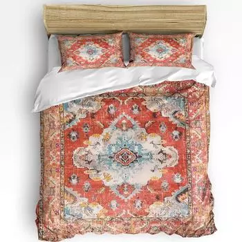 Винтажный индийский богемный комплект постельного белья из 3 предметов для двуспальной кровати, домашний текстиль, пододеяльник, стеганое одеяло, наволочка EU single(135x200cm)