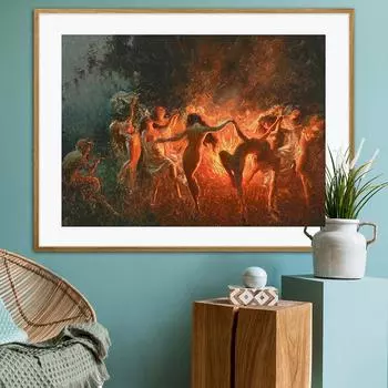 Винтажный Иосиф Танец Огня Нимфы Танцующие Настенные Картины Холст Картина Скандинавские Плакаты Печатает Настенные Картины Для Украшения Гостиной 21x30cm No Framed белый
