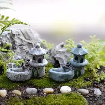 Винтажный искусственный бассейн башня миниатюрный домик сказочный сад мини-ремесло микро-ландшафтный дизайн серый