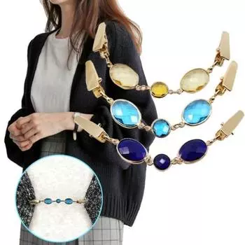 Винтажный кардиган с инкрустацией стразами, зажим для женщин, свитер, шаль, зажим для одежды, декор