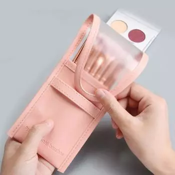 Винтажный карман для женщин, однотонная сумка для хранения, косметичка, сумки для косметических кистей, инструменты для макияжа розовый