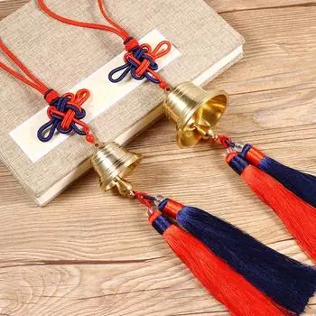 Винтажный китайский узелковый ветряной колокольчик, круглые колокольчики на удачу, подарочные латунные колокольчики, подвеска для автомобиля, украшение L-With Rope