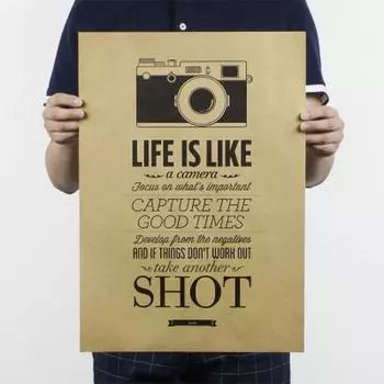 Винтажный классический постер «Жизнь как камера» Кафе-бар Картина Домашний декор Ретро стикер на стену 1PCS
