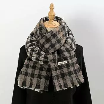 Винтажный классический женский клетчатый шарф с тысячей птиц, толстый зимний шарф с утеплителями для шеи, элегантные шарфы, аксессуары, подарок 200-70cm