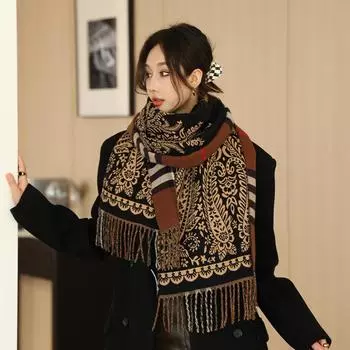 Винтажный клетчатый двусторонний искусственный кашемировый шарф женский новый тип майяр кешью зимний высококачественный теплый платок женский кашне