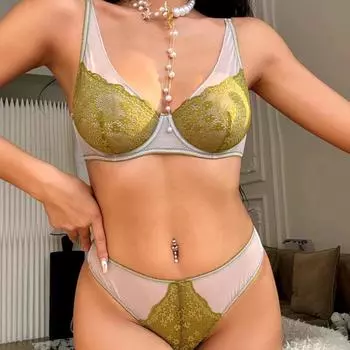 Винтажный комплект нижнего белья Splice, сексуальный, ультратонкий, кружевной, с вышивкой, с бюстгальтером, женский, дышащий, нижнее белье, французское, романтическое S чёрный