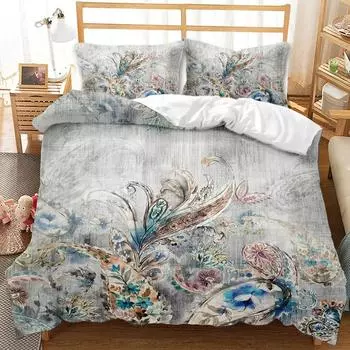 Винтажный комплект постельного белья с ботаническим цветком, романтический цветочный пододеяльник, антикварный рисунок лилий, цветущих маргариток, полиэстеровый пододеяльник EU Single 135x200cm