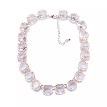 Винтажный комплект украшений Court Temperament с крупными зернистыми драгоценными камнями, прозрачные геометрические многоугольные серьги, ожерелье