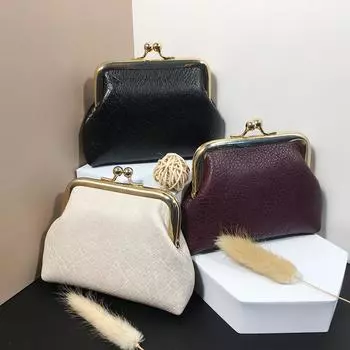 Винтажный кошелек для мелочи, женский короткий кошелек с пряжкой, сумка для монет, сумка для мелочей белый