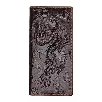 Винтажный кошелек с 3D узором дракона, мужской кошелек из натуральной кожи, длинный двойной кошелек с держателем для карт, кошелек dragon чёрный