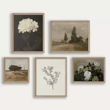 Винтажный коттедж Галерея Настенная печать Французский деревенский пейзаж Цветочные картины на холсте Скандинавские постеры и принты Декор гостиной 21x30cm No Framed