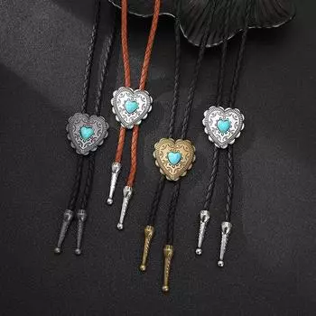 Винтажный ковбойский галстук-боло в стиле вестерн, галстук-сердечко, панк-ожерелье, аксессуар для костюма