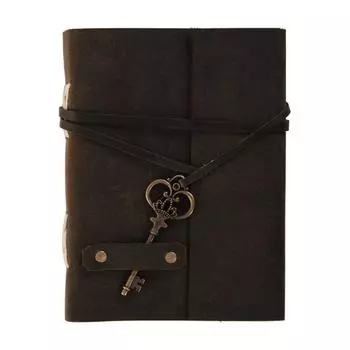 Винтажный кожаный бумажный дневник ручной работы со стильным ключом (коричневый) 7 x 5 in коричневый