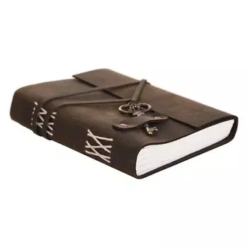 Винтажный кожаный бумажный дневник ручной работы со стильным ключом (коричневый) 7 x 5 in коричневый