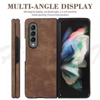 Винтажный кожаный чехол для телефона Samsung Galaxy Z Fold3, чехлы со складным экраном, чехол для мобильных телефонов Galaxy -Z -Fold3, защитные чехлы for Galaxy Z Fold3