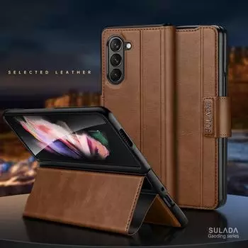 Винтажный кожаный чехол-кошелек с откидной крышкой для Samsung Galaxy Z Fold 5 4 Fold5 Fold2 Fold3 Fold 2 3 Fold4 5G Чехлы с полной защитой for Samsung Z Fold 5