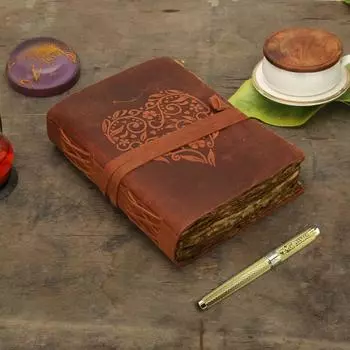 Винтажный кожаный дневник, книга теней, гримуар, антикварное бумажное сердце 7 x 5 in коричневый