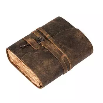 Винтажный кожаный дневник ручной работы - 200 старинных страниц ручной работы коричневого цвета 6 x 4 in коричневый