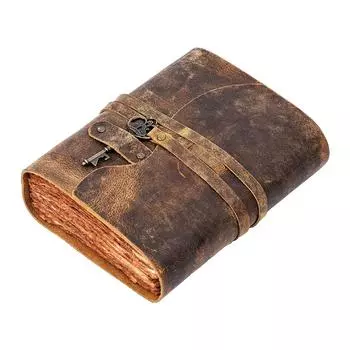 Винтажный кожаный дневник ручной работы - 200 старинных страниц ручной работы коричневого цвета 6 x 4 in коричневый