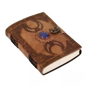 Винтажный кожаный дневник ручной работы, дневник A5, украшенный полудрагоценными камнями, дневник с старинной пряжкой, ежедневник для мужчин и женщин 7 x 5 in коричневый