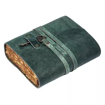 Винтажный кожаный дневник ручной работы - Старинные страницы ручной работы - Старинная застежка на ключ - Цвет кобальта. Размер 6x4 дюйма 6 x 4 in кобальтовый