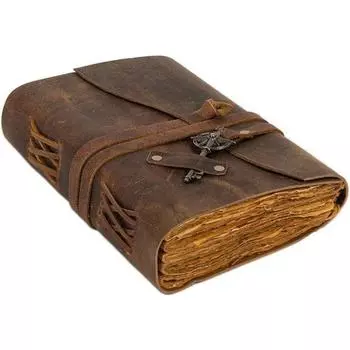 Винтажный кожаный дневник с ключом, журнал в кожаном переплете для мальчиков и девочек 7 x 5 in коричневый