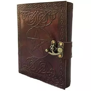 Винтажный кожаный дневник с пентаграммой и кожаным тиснением. Размер 7 x 5 дюймов.. Коричневый цвет 5 x 7 in коричневый