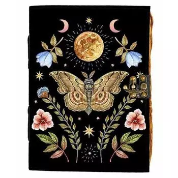 Винтажный кожаный дневник с принтом в виде бабочки и пряжкой с замком Старые страницы Дневник для офиса и личного пользования (7 х 5 дюймов) 5 x 7 in чёрный