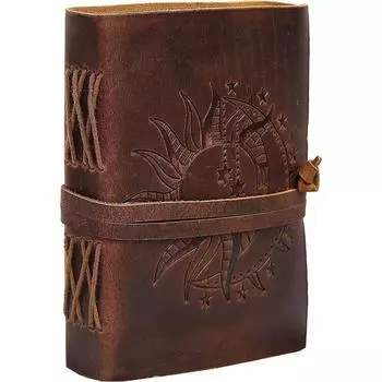 Винтажный кожаный дневник Солнца и Луны, книга теней Гримуара, антикварный кожаный блокнот 7 x 5 in коричневый