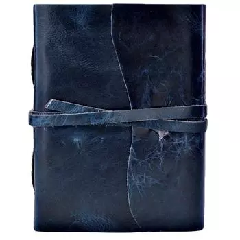 Винтажный кожаный дневник, страница тетради 200 сочинительства журнала в кожаном переплете большая Хандмаде. размер 5 х 7 дюймов. 7 x 5 in синий