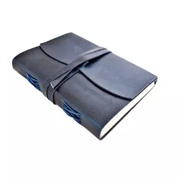 Винтажный кожаный дневник, страница тетради 200 сочинительства журнала в кожаном переплете большая Хандмаде. размер 5 х 7 дюймов. 7 x 5 in синий