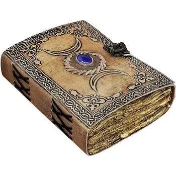 Винтажный кожаный кельтский тройной лунный гримуар, Черная книга теней, книга заклинаний, журнал для мужчин и женщин, блокнот для написания викканского языческого колдовства 7 x 5 in коричневый