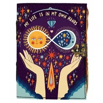 Винтажный кожаный печатный дневник с цитатами и замком, дневник со старыми страницами для офиса и личного использования 7 x 5 in разноцветный