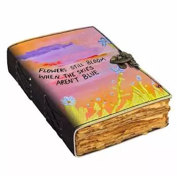 Винтажный кожаный печатный дневник с пряжкой и замком. Дневник на 200 немаркированных старых страниц для офиса и личного использования, путешествий и пустого блокнота для рисования. 7 x 5 in