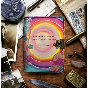 Винтажный кожаный печатный дневник с замком Старые страницы Дневник для офиса и личного использования (7 х 5 дюймов) 7 x 5 in