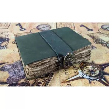 Винтажный кожаный переплет, блокнот для рисования, блокнот ручной работы, дневник, книга теней 7 x 5 in зелёный
