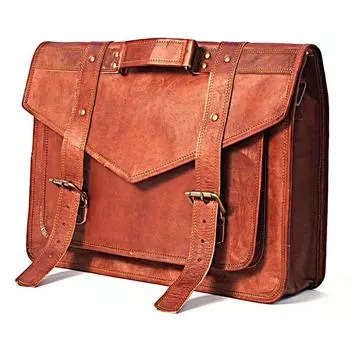 Винтажный кожаный рюкзак, сумка-портфель через плечо Рюкзак унисекс 18 x 13 x 5 in коричневый