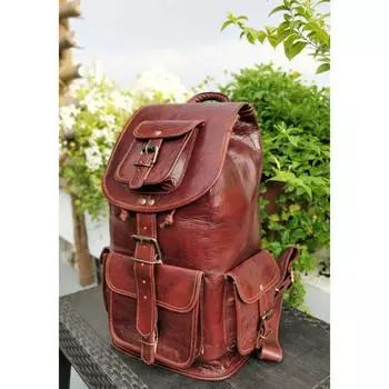 Винтажный кожаный женский рюкзак для путешествий, школьная сумка для книг, мужская сумка-портфель 16 x 8 x 8 in коричневый