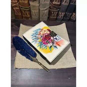 Винтажный кожаный журнал для любителей черепов, викканский языческий журнал, книга гримуара, книга теней 7 x 5 in