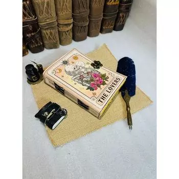 Винтажный кожаный журнал для любителей черепов, викканский языческий журнал, книга гримуара, книга теней 7 x 5 in