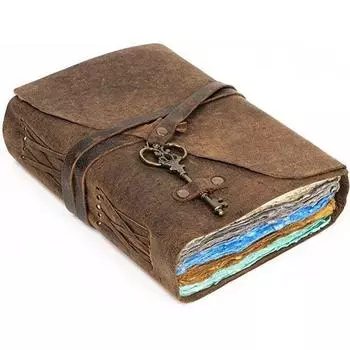 Винтажный кожаный журнал для вырезок для женщин и мужчин, нежелательный журнал в кожаном переплете 7 x 5 in коричневый