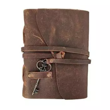 Винтажный кожаный журнал - Индивидуальный дневник - Бумага ручной работы с антикварным краем - Подарки для нее и него 7 x 5 in коричневый