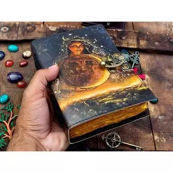 Винтажный кожаный журнал Матери-Богини для мужчин и женщин, путешествующий альбом для рисования 7 x 5 in чёрный