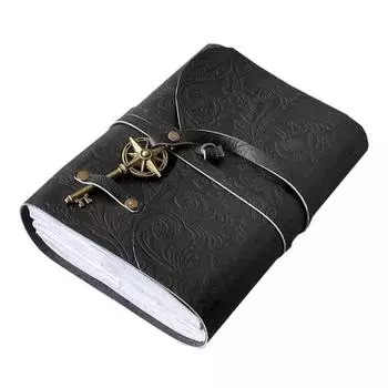 Винтажный кожаный журнальный журнал Shadow Grimoire, антикварный бумажный замок Deckle Closer 7 x 5 in чёрный