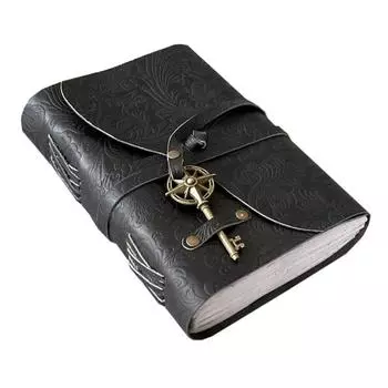 Винтажный кожаный журнальный журнал Shadow Grimoire, антикварный бумажный замок Deckle Closer 7 x 5 in чёрный