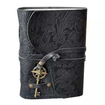 Винтажный кожаный журнальный журнал Shadow Grimoire, антикварный бумажный замок Deckle Closer 7 x 5 in чёрный