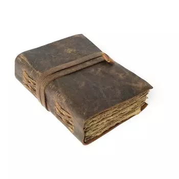 Винтажный кожаный журнал ручной работы, старинный бумажный кожаный альбом с краями декеля 7 x 5 in коричневый