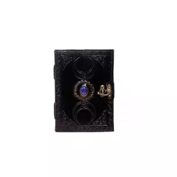 Винтажный кожаный журнал с камнем, дневник гримуара богини тройной луны 7 x 5 in чёрный