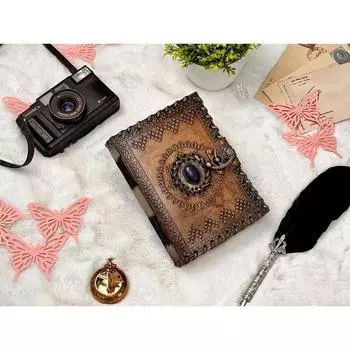 Винтажный кожаный журнал с кельтским камнем, подарки для мужчин и женщин 7 x 5 in коричневый