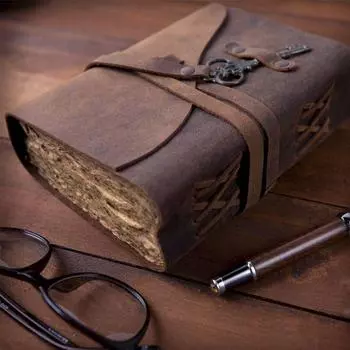 Винтажный кожаный журнал с ключом - старинный бумажный журнал ручной работы с краями в кожаном переплете - Книга теней - Альбом для рисования - отличный подарок 5 x 7 in коричневый